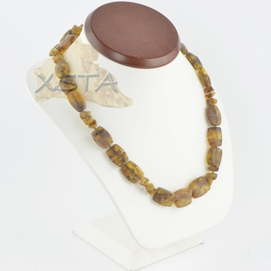 Amber green necklace raw